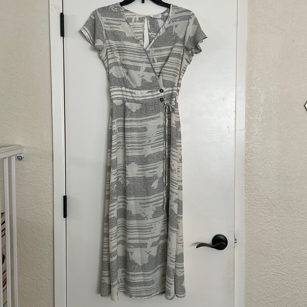Black & White Faux Wrap Maxi Dress